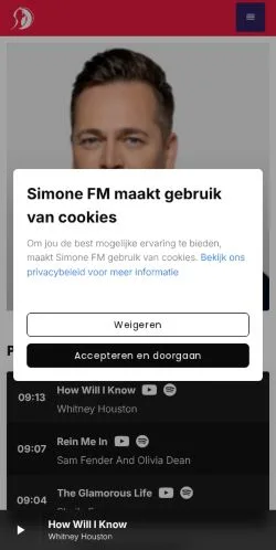Forhåndsvisning av nettstedet Simone FM, medium fra Nederland for sponsede artikler