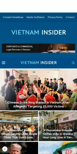 Anteprima del sito Vietnam Insider, media di Stati Uniti per articoli sponsorizzati