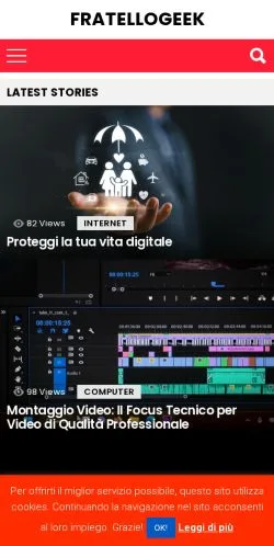 Podgląd witryny FratelloGeek, medium z kraju Włochy do artykułów sponsorowanych