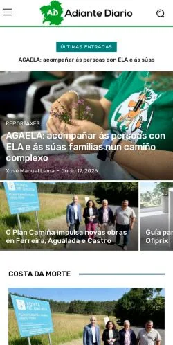 Anteprima del sito Adiante Galicia, media di Spagna per articoli sponsorizzati