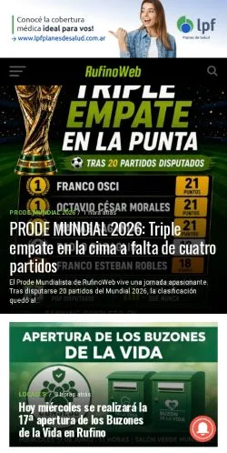 Anteprima del sito Rufinoweb, media di Argentina per articoli sponsorizzati