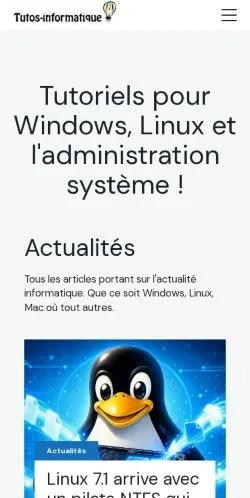 Anteprima del sito Tutos-Informatique, media di Francia per articoli sponsorizzati