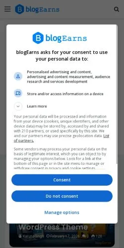 スポンサード記事向けのアメリカ合衆国メディア、BlogEarnsのサイトプレビュー