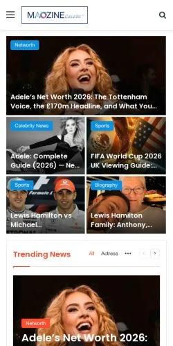 Anteprima del sito MagzineCelebs, media di Regno Unito per articoli sponsorizzati