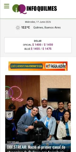 Podgląd witryny Info Quilmes, medium z kraju Argentyna do artykułów sponsorowanych