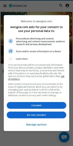 Vista previa del sitio WONGCW Official Site, medio de Estados Unidos para artículos patrocinados