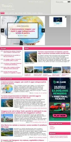 Anteprima del sito SoloTravel, media di Italia per articoli sponsorizzati