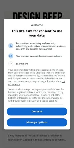 Forhåndsvisning av nettstedet DesignBeep, medium fra USA for sponsede artikler