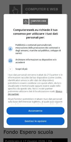 Forhåndsvisning av nettstedet Computer e Web, medium fra Italia for sponsede artikler
