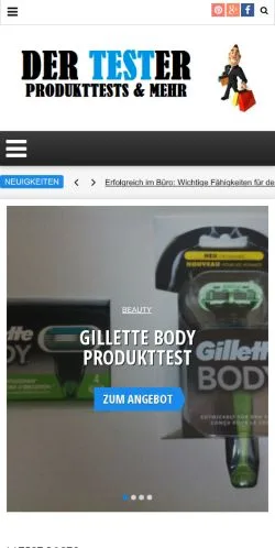 Anteprima del sito Der Tester, media di Germania per articoli sponsorizzati