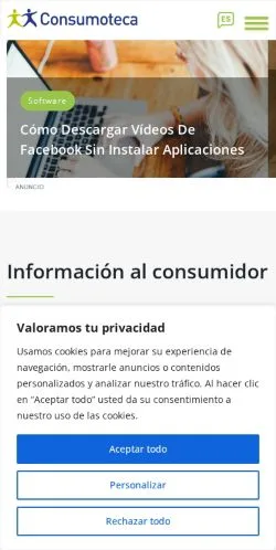 Voorbeeld van de site Consumoteca, medium uit Spanje voor gesponsorde artikelen