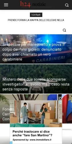 Podgląd witryny H24 Notizie, medium z kraju Włochy do artykułów sponsorowanych