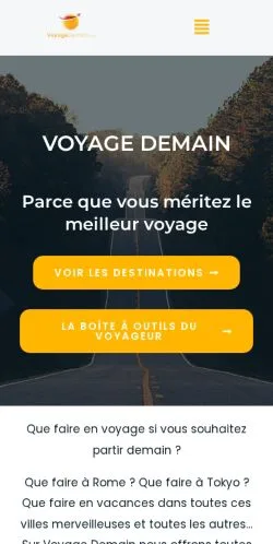Podgląd witryny Voyage Demain, medium z kraju Francja do artykułów sponsorowanych