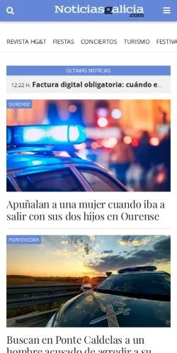 Podgląd witryny NoticiasGalicia.com, medium z kraju Hiszpania do artykułów sponsorowanych