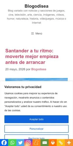 Vista previa del sitio Blogodisea, medio de España para artículos patrocinados