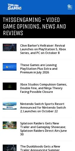 Forhåndsvisning av nettstedet ThisGenGaming, medium fra USA for sponsede artikler