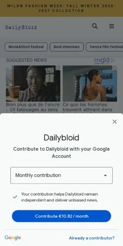 Forhåndsvisning af Dailybloid, medie fra USA til sponsorerede artikler