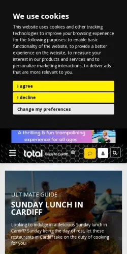 Anteprima del sito Total Guide To Cardiff, media di Regno Unito per articoli sponsorizzati