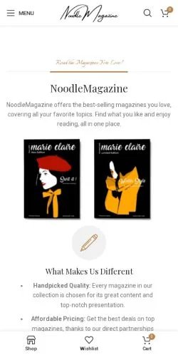 Anteprima del sito NoodleMagazine, media di Regno Unito per articoli sponsorizzati