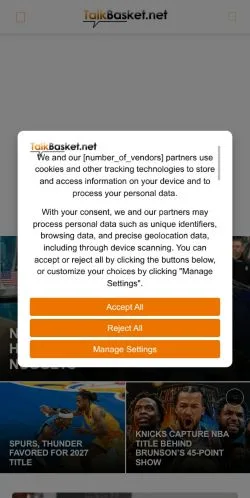 スポンサード記事向けのアメリカ合衆国メディア、TalkBasketのサイトプレビュー