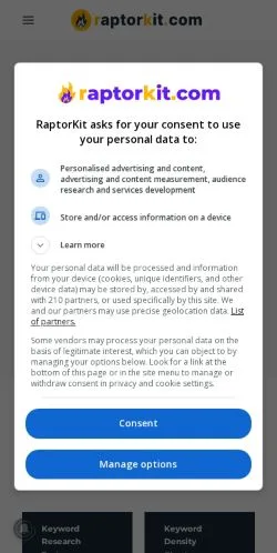 スポンサード記事向けのアメリカ合衆国メディア、RaptorKitのサイトプレビュー