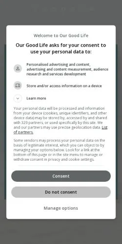 スポンサード記事向けのアメリカ合衆国メディア、Our Good Lifeのサイトプレビュー