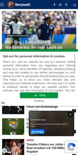 スポンサード記事向けのドイツメディア、Barçaweltのサイトプレビュー