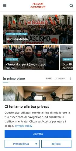 スポンサード記事向けのイタリアメディア、Pensieri Divergentiのサイトプレビュー