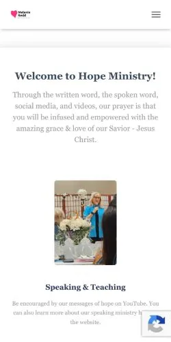 Forhåndsvisning av nettstedet Melanie Redd Ministry Of Hope, medium fra USA for sponsede artikler