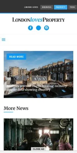 스폰서 기사용 영국 매체 LondonLovesProperty 사이트 미리보기