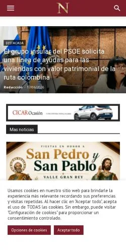 Anteprima del sito Gomera Noticias, media di Spagna per articoli sponsorizzati