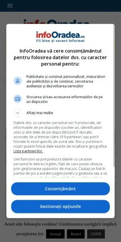 Podgląd witryny InfoOradea, medium z kraju Rumunia do artykułów sponsorowanych