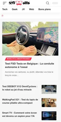 Podgląd witryny Sitegeek, medium z kraju Francja do artykułów sponsorowanych