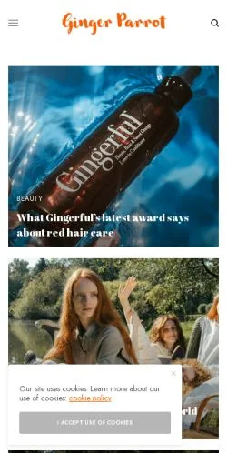 Anteprima del sito Ginger Parrot, media di Regno Unito per articoli sponsorizzati