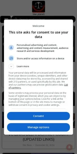 Anteprima del sito Law Planet, media di India per articoli sponsorizzati