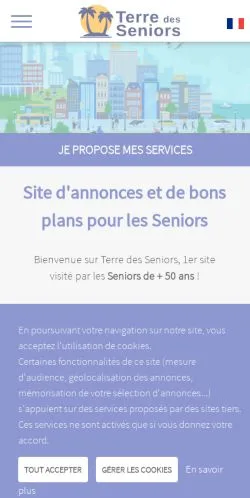 Podgląd witryny Terre des Seniors, medium z kraju Francja do artykułów sponsorowanych