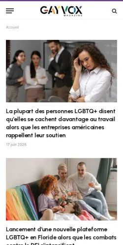 Anteprima del sito Gayvox, media di Francia per articoli sponsorizzati