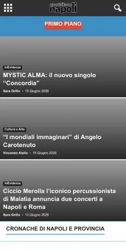 Podgląd witryny Quotidiano Napoli, medium z kraju Włochy do artykułów sponsorowanych