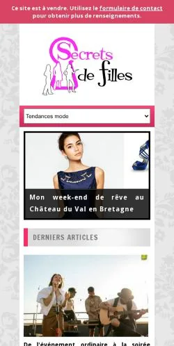 Anteprima del sito Secrets de Filles, media di Francia per articoli sponsorizzati