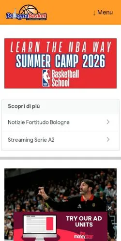 Podgląd witryny Bologna Basket, medium z kraju Włochy do artykułów sponsorowanych