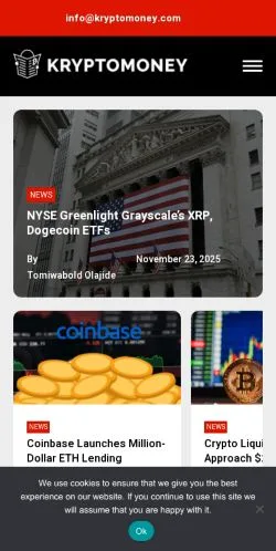Aperçu du site Kryptomoney, média de États-Unis pour articles sponsorisés