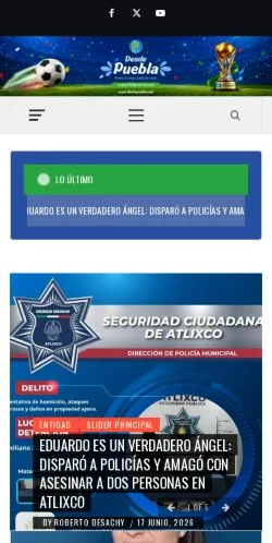 스폰서 기사용 멕시코 매체 Desde Puebla 사이트 미리보기