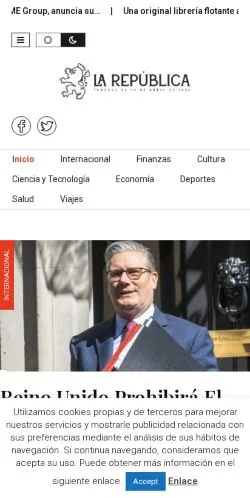 Anteprima del sito La Republica, media di Spagna per articoli sponsorizzati
