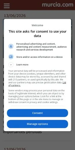 スポンサード記事向けのスペインメディア、Murciaのサイトプレビュー