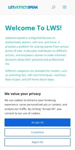 Anteprima del sito Letwomenspeak, media di Stati Uniti per articoli sponsorizzati
