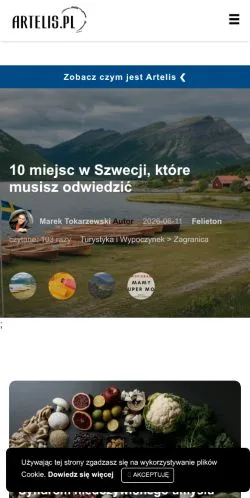 Anteprima del sito Artelis, media di Polonia per articoli sponsorizzati