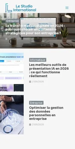 Pré-visualização do site Le Studio International, meio de França para artigos patrocinados