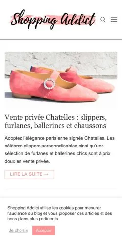 Anteprima del sito Shopping Addict, media di Francia per articoli sponsorizzati