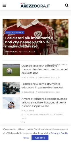 Podgląd witryny Arezzo Ora, medium z kraju Włochy do artykułów sponsorowanych