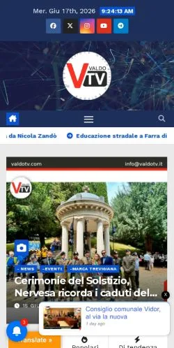 Podgląd witryny ValdoTv, medium z kraju Włochy do artykułów sponsorowanych